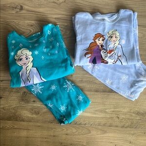Disney Blue and White Pajama Set with Character Prints